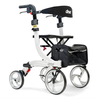 Rollator Nitro Large - Wit - 1.80m tot 1.95m - Lichtgewicht - Weggewerkte remkabels - Opvouwbaar - Grote voorwielen