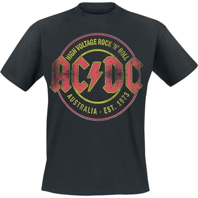 AC/DC T-shirt - High Voltage - Rock 'N' Roll - Australia Est. 1973 - S tot 3XL - voor Mannen - zwart