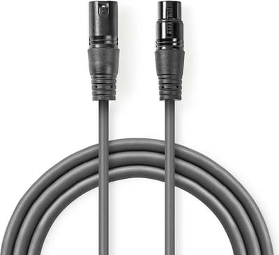 Nedis Gebalanceerde Audiokabel - XLR 3-Pins Male - XLR 3-Pins Female - Vernikkeld - 1.50 m - Rond - PVC - Donkergrijs - Kartonnen Sleeve