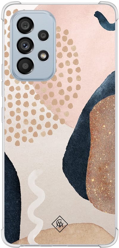 Casimoda® hoesje - Geschikt voor Samsung Galaxy A53 - Abstract Dots - Shockproof case - Extra sterk - Siliconen/TPU - Bruin/beige, Transparant