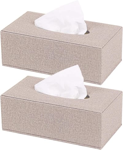 Linnen Tissue Box Covers Set van 2, Rechthoekige Tissue Box Houder voor Slaapkamer, Keuken en Badkamer, Stijlvol en Functioneel Accessoire