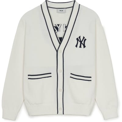 MLB New York Yankees Varsity Basic Knopen Cardigan Comfortabel Zacht Letter Lange Mouwen Trui Unisex trui Ivoor 3AKCV0151-50IVS L gray