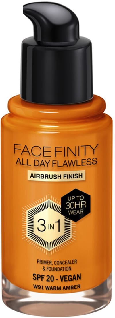 Max Factor Facefinity All Day Flawless Foundation W91 Warm Amber - 2 x 34 ml - Voordeelverpakking