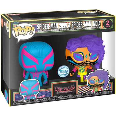 Funko Pop! Spider-Man: Across the Spider-Verse - Spider-Man 2099 & Spider-Man India Blacklight Exclusive