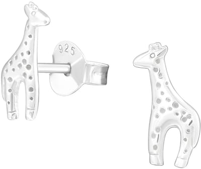Joy|S - Zilveren giraf oorbellen - 5 x 10 mm - kinderoorbellen - giraffe