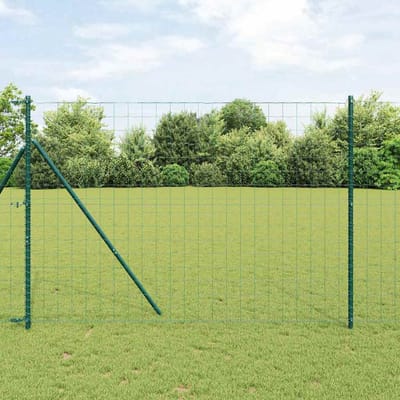 vidaXL - Euro-hek - met - grondbevestiging - 10 - x - 1,5 - m - PVC-Coated - Staal - Groen