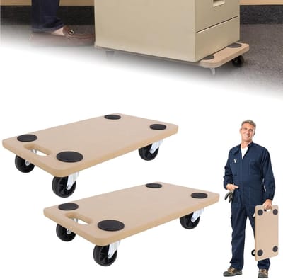 2x Set Meubelrollers Transportplateau met Zwenkwielen voor Verhuizing en Transport