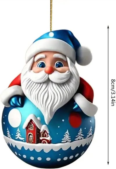 Nivard Kerstballen - Kerstversiering - Acryl - Kerstman - Feestelijke Decoratie - Blauw