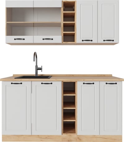 Vicco R-Line Eenpersoonskeuken – 160 cm zonder werkblad Wit landhuis/gouden eik
