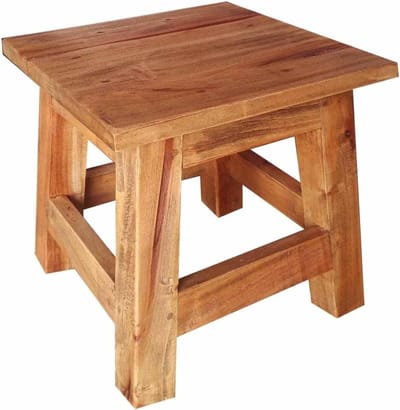 Houten Kruk - Bijzettafeltje Voetenbank - Woonkamer Decoratie - Handgemaakt Uniek Stuk - 26 x 26 x 26 cm