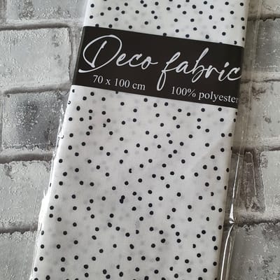 Deco Stof, 100% Polyester, quilten, patchwork, embroidery, 70 x 100 cm, Patroon wit met stippen