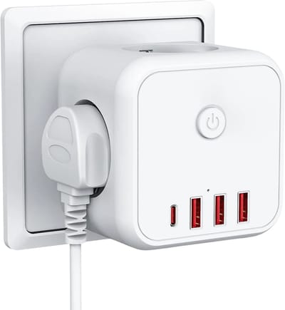 Oneproduct Stekkerdoos Powercube met USB en USB-C - 3x Stopcontact - Aan/Uit Schakelaar