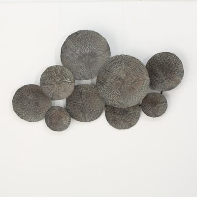 Wanddecoratie Shakira - Metalen Schalen - Grijs met Goud - 73x114cm