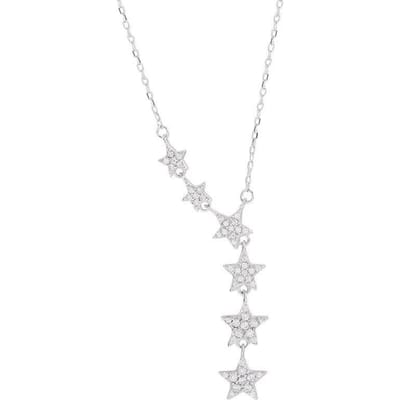 925 Sterling Zilver Charmante Ster Hanger Ketting Met Schitterende Zirkonia Sieraden Voor Vrouwen Meisjes Cadeaus S -N456 white