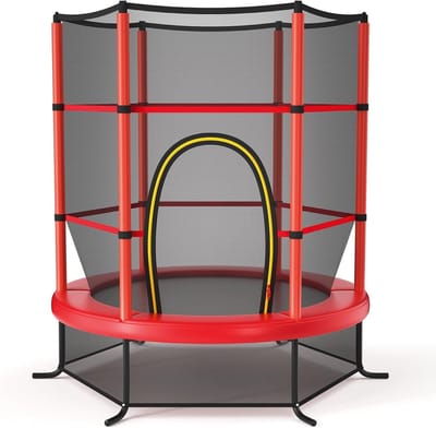 Kindertrampoline - Tuinbed Springmat - Buiten Spelen - Veiligheidsnet met Rits - 165 x 165 x 161 cm - Rood