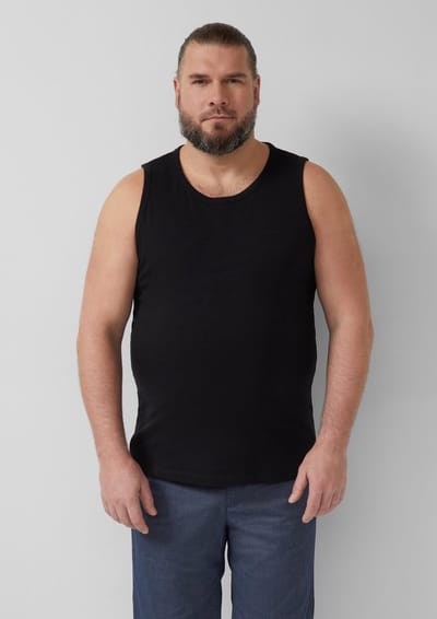 s.Oliver - male - Tanktop met vlamgarenstructuur en logoprint