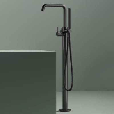 Hotbath Ace Afbouwdeel Vrijstaande Badmengkraan met Flexibele Slang en Handdouche - Zwart - V01