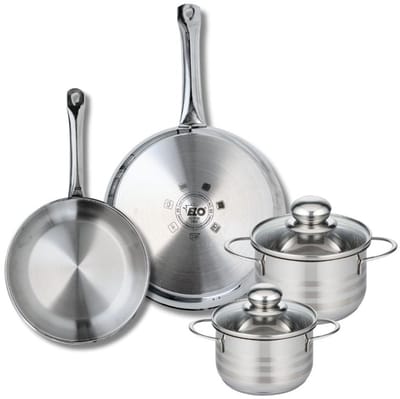 Set van 2 Koekenpannen 24 en 28 cm en 2 kookpotten 14 en 16 cm Elo Profi Brillant