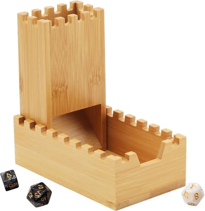 Dobbelstenen Toren - Rolhouder Opvouwbaar - Spelplezier Vergroten - Bamboe Milieuvriendelijk - 14 x 8 x 4.5 cm - Natuurlijk Hout