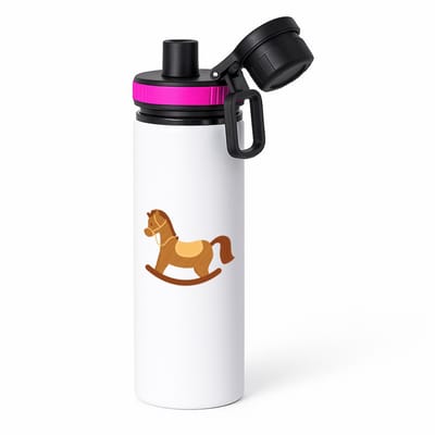 Hacebo® - Hobbelpaard waterfles met draaidop roze - Paarden - Paardrijdsters - Hobby horse - speelgoed - water fles - 850ML