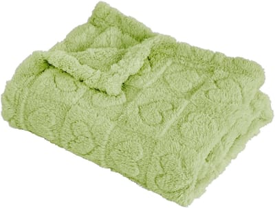 KZQ Wollen babydeken met hartjespatroon, superzacht en comfortabel, geschikt voor zowel jongens als meisjes, zachte baby-/peuterdeken, geschikt voor wiegjes en kinderwagens, 76 cm x 102 cm (groen).