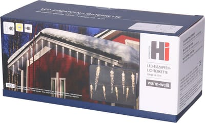 HI Ijspegelverlichting - 40 led lampjes - warm wit - 400 cm - buiten - lichtsnoer