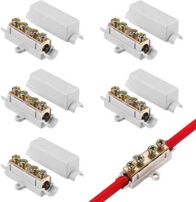 Kabelverbinderset met 5 stuks schroefklemmen voor elektrische leidingen in wit, installatie voor elektriciteitssystemen