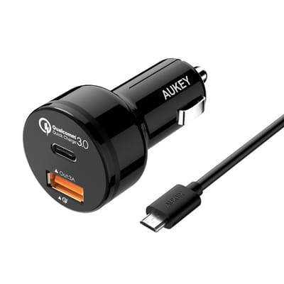 [2 halen 1 betalen] Aukey CC-Y1 - Autolader - 33W USB C & Qualcomm Quick Charge 3.0 Car Charger