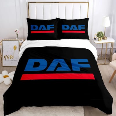 DAF Vrachtwagen Logo Dekbedovertrek Cartoon Dekbed Beddengoedset Zachte Dekbedovertrek en Kussenslopen voor Tieners Jongen Eenpersoons/Tweepersoons/Queen/King AU King(245x210cm)