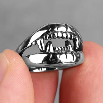 Roestvrij Staal Mannen Ringen Duivel Mond Tanden Punk Rock Persoonlijkheid voor Motorrijder Mannelijke Vriend Sieraden Creativiteit Cadeau 11 white
