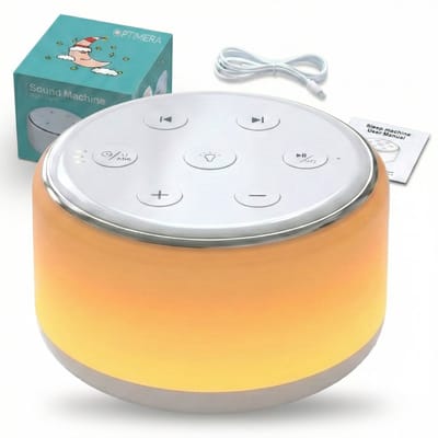OPTIMERA® - Premium White Noise Machine Baby - Witte Ruis - Nachtlamp - Slaaphulp - Slaaptrainer - 34 Geluiden - 9 Kleuren & Warme Verlichting