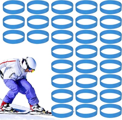 Snowboard Rembanden voor Bindingen - 30 Stuks, Blauw, Elastische Rubber Bevestigingsbanden, Ski Accessoires, Unisex