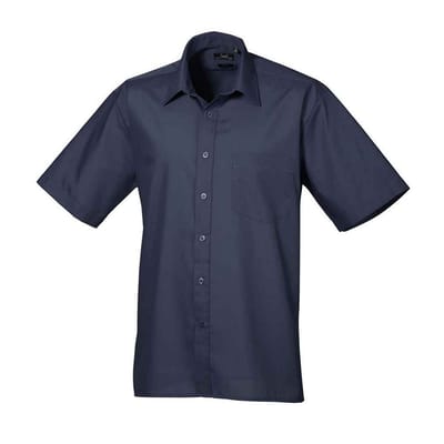 Premier Heren Poplin overhemd met korte mouwen (Marine)