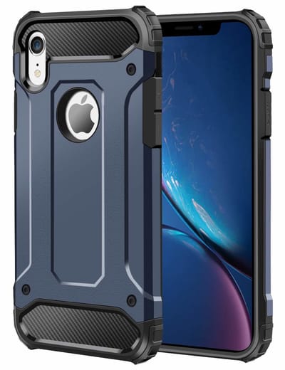 Ntech hoesje Geschikt voor iPhone Xr Dual layer Rugged Armor hoesje - Blauw