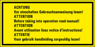 Magneetsticker handleiding lezen voor gebruik sticker, 4 talen 200 x 100 mm