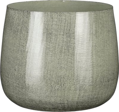 Mica Decorations Benson Bloempot - H22 x Ø24 cm - Metaal - Lichtgrijs