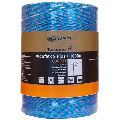 Gallagher Vidoflex 9 TurboLine Plus Blauw (1000m) - Maximale stroomgeleiding in schrikdraadinstallaties