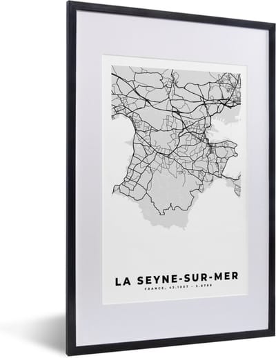 Fotolijst incl. Poster - Frankrijk - La Seyne-sur-Mer - Stadskaart - Plattegrond - Kaart - 40x60 cm - Posterlijst