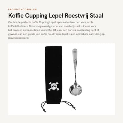 Dailygoods- Koffielepel Roestvrij Staal - Koffie Cupping Lepel - Opbergzak - Keuken - Lichtgewicht - Duurzaam - Cuppinglepel