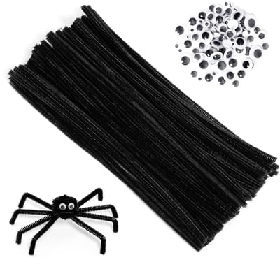 Knutseldraad set - Chenilledraad - Creatief knutselen - Inclusief googly eyes - 200 stuks - Zwart