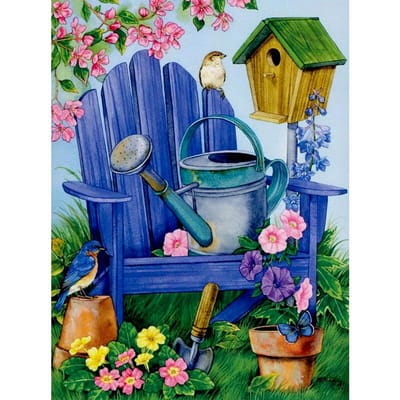 Diamant schilderij volledige boor ronde vogel huis bloem stoel kruissteek diamant borduurwerk 20X30CM