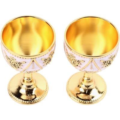 2 stuks Vintage Metalen Wijnkelk Metalen Gegraveerde Wijnglazen Exquise Decoratieve Kelk Ornament voor veelkleurig