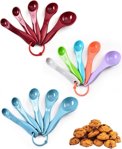 Maatlepelset - Kooklepels - Koken in keuken - 15 stuks - Metrische eenheden - Zilver