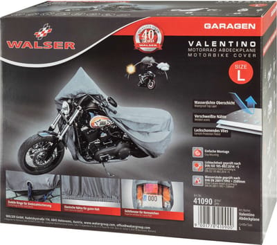 WALSER Premium motorzeil L, Very Good Award* Motorzeil van hoogwaardig PVC, motorzeil voor buiten, motoraccessoires, motorzeil grijs 250x100x130 cm