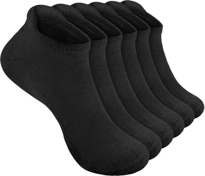Calzera 6 Paar PREMIUM Badstof Sneakersokken met Lipje - Naadloos - Dames en Heren Naadloze Enkelsokken - Zwart - Maat 40/46