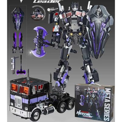 31CM Transformatie Optimus Prime Robot Auto Speelgoed Vrachtwagen Kop Metalen Wapens Pak Goud Zwart Autobots Actiefiguur Model Speelgoed Cadeau