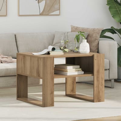 vidaXL - Salontafel - Artisan - Eiken - 66 - x - 53 - x - 45 - cm - Bewerkt - hout