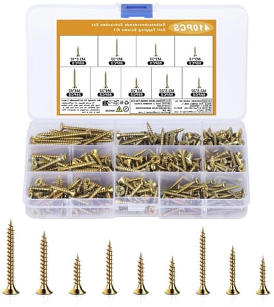 410 Stuks Zelftappende Schroeven Set, M3 M3.5 M4 Platkop Houtschroeven, Universele Schroeven voor Houtbewerking en Montage