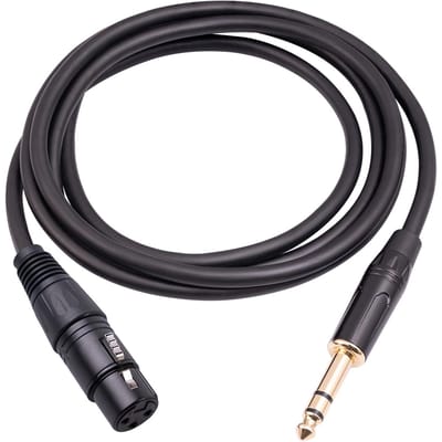 Mélangeur de Microphone stéréo TRS 6.35 mâle vers XLR femelle, câble Audio Anti-interférence, prend en charge 48V 180cm noir