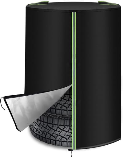 JHUBERS- Bandenhoes met reflecterende strepen - Universele Autobandentas - 210D Oxford - Waterdicht - Scheurvast - Voor 4 Banden - Ø 72 cm x H 117 cm - Bandenafdekking